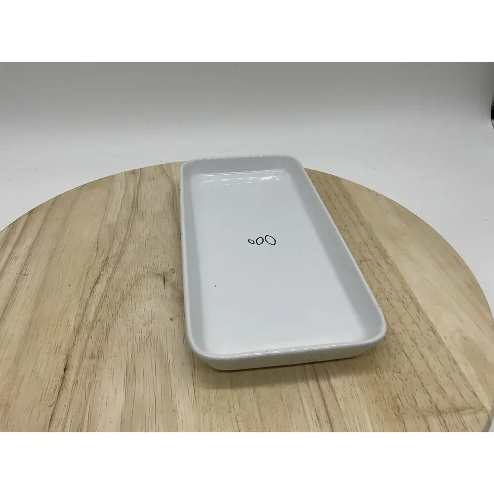 Grove Collaborative White‎ Ceramic Vanity Tray Small Rectangular Bathroom Sink